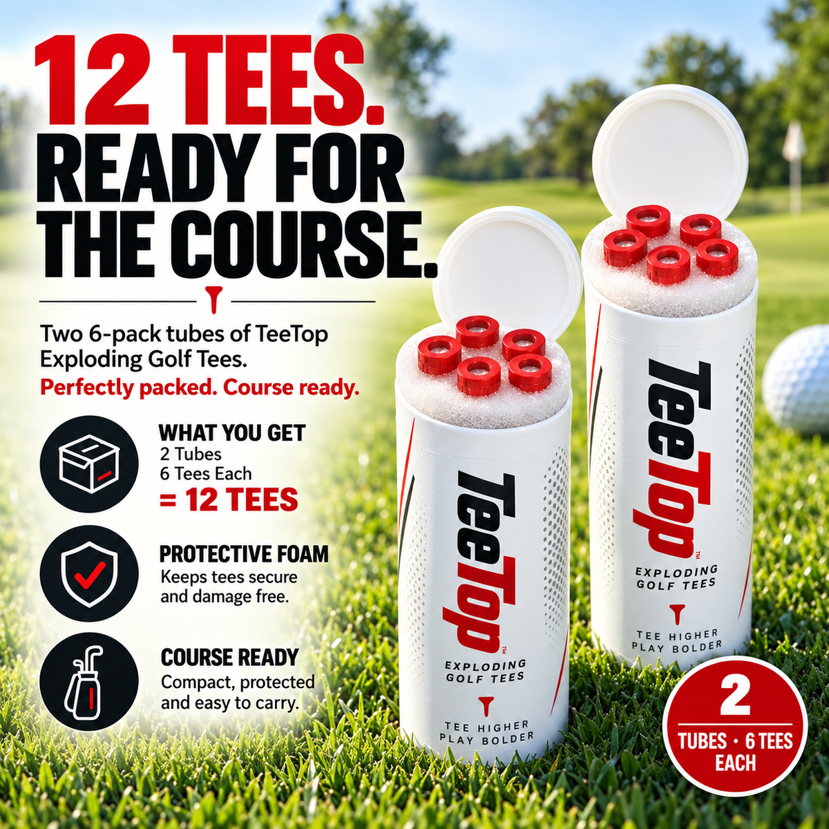 TeeTop™ Exploding Golf Tees – 12 Pack